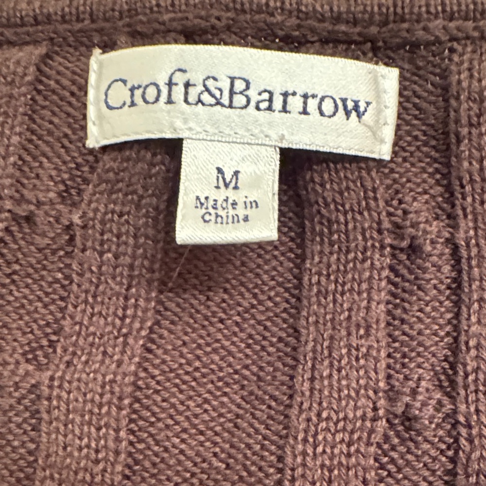 Croft & Barrow Women's Chocolate Brown Cotton Cable Knit Cardigan Sweater. - Picture 2 of 11